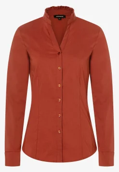 Outlet Baumwoll/Stretch Bluse, rusty brown, Winter-Kollektion Blusen
