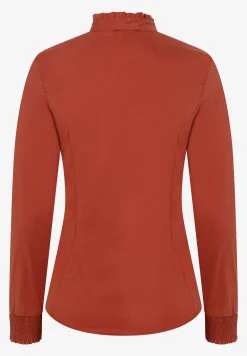 Outlet Baumwoll/Stretch Bluse, rusty brown, Winter-Kollektion Blusen