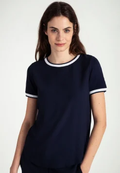 Discount Blusenshirt mit Kontrastabschlüssen, /weiß, Frühjahrs-Kollektion T-shirts - Tops