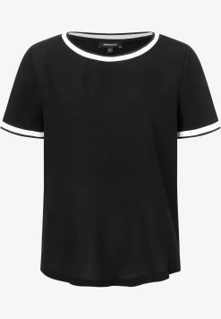 Outlet Blusenshirt mit Kontrastabschlüssen, /weiß, Frühjahrs-Kollektion T-shirts - Tops