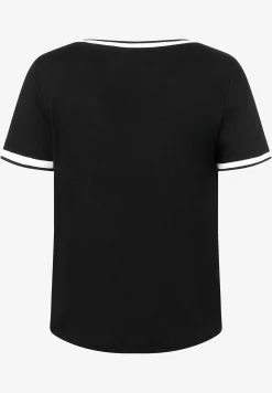 Outlet Blusenshirt mit Kontrastabschlüssen, /weiß, Frühjahrs-Kollektion T-shirts - Tops