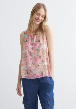 Clearance Blusentop, Rosenprint, Sommer-Kollektion Blusen