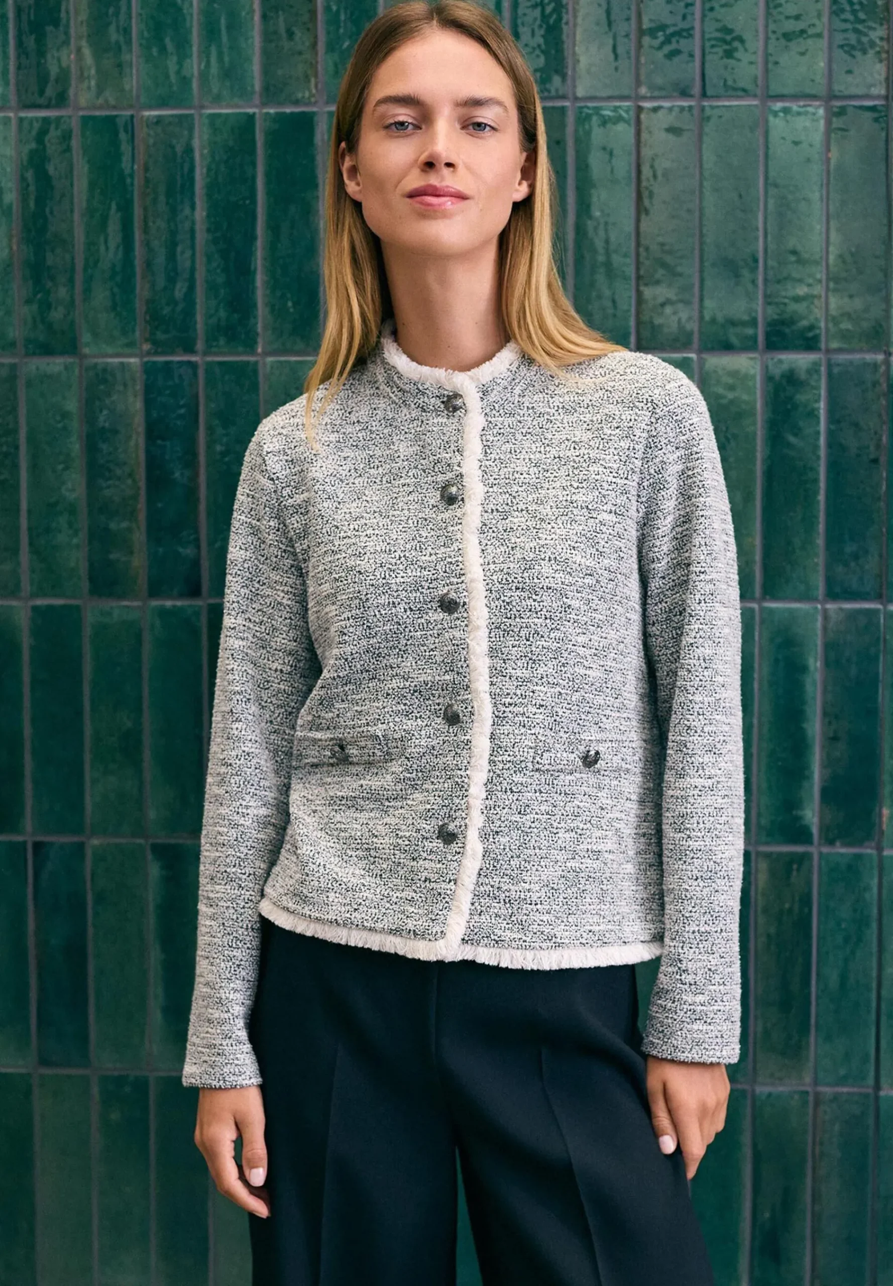 Discount Bouclé Jerseyjacke, Herbst-Kollektion Blazer