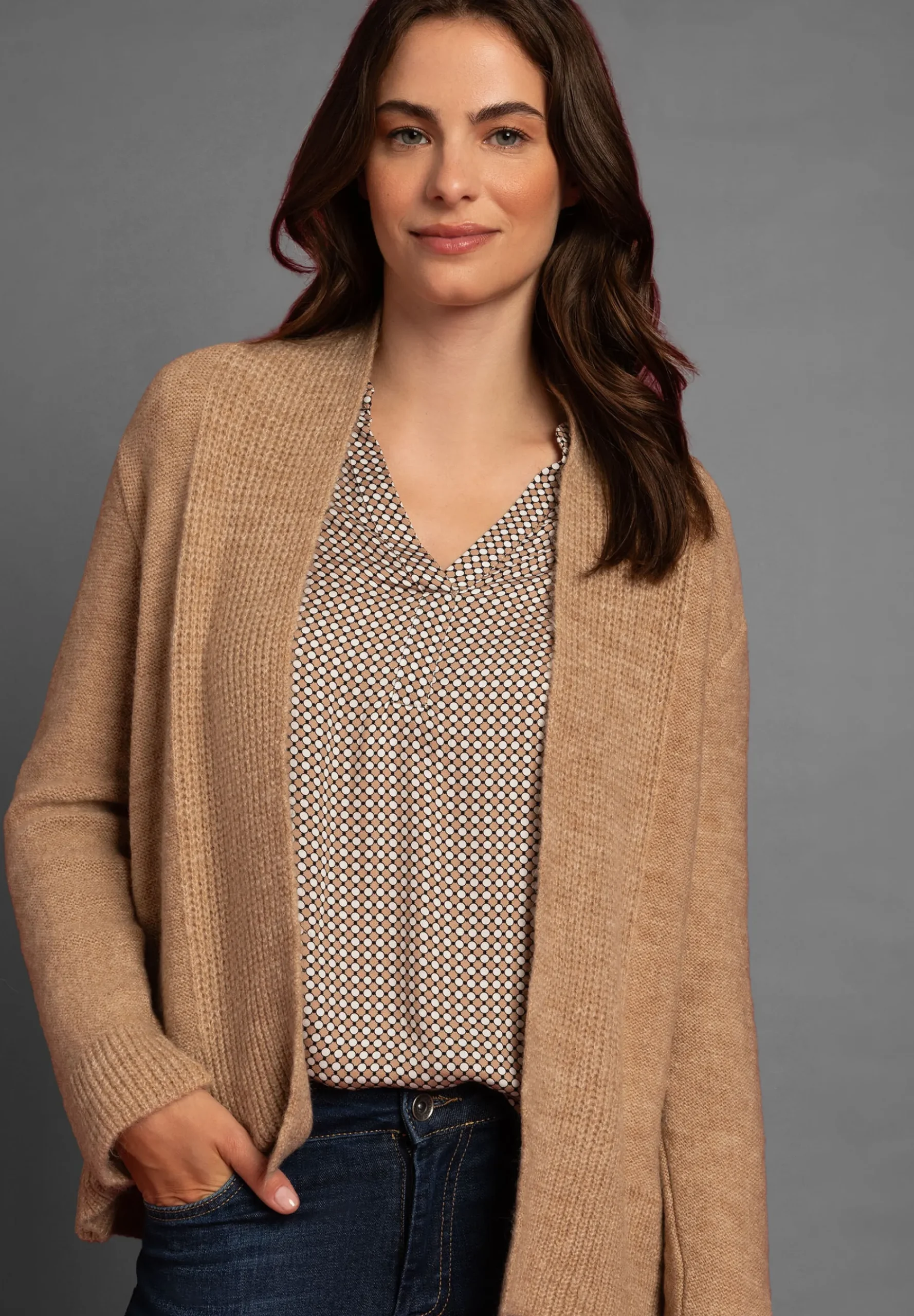 Outlet Cardigan, camel melange, Herbst-Kollektion Pullover - Strick