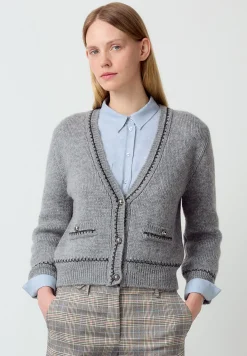 Discount Cardigan mit Lurex-Detail, melange, Winter-Kollektion Pullover - Strick