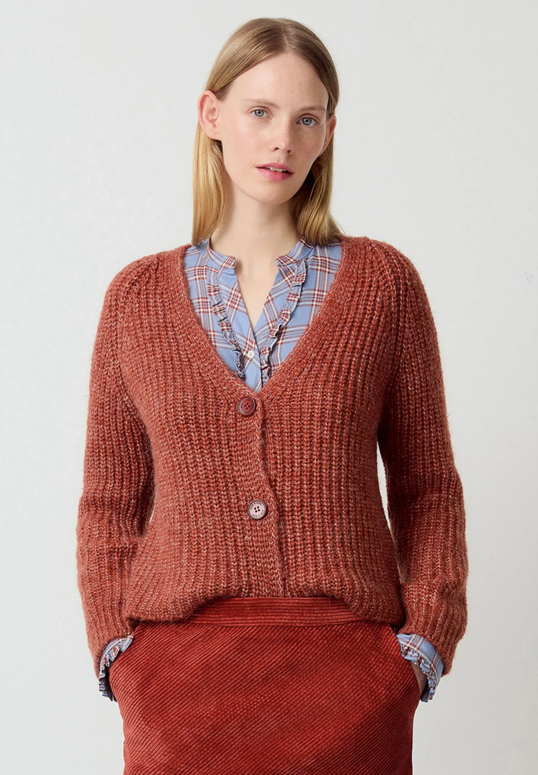 Sale Cardigan, rusty brown melange, Winter-Kollektion Pullover - Strick