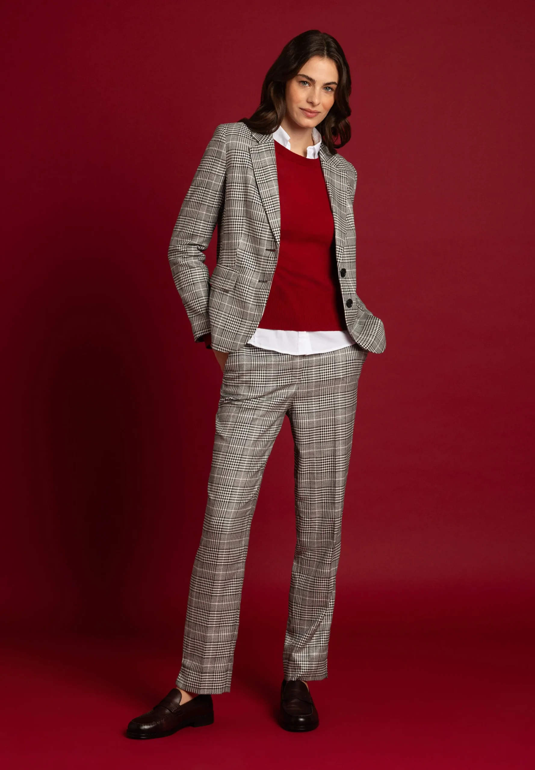 Sale Glencheck Blazer, schwarz/ecru, Herbst-Kollektion Blazer