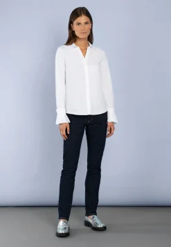 Fashion Hemdbluse mit Falten-Manschette, weiß Blusen