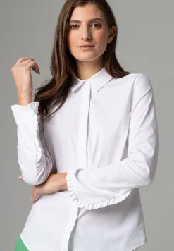Outlet Hemdbluse mit Rüschendetail, weiß, Frühjahrs-Kollektion Blusen