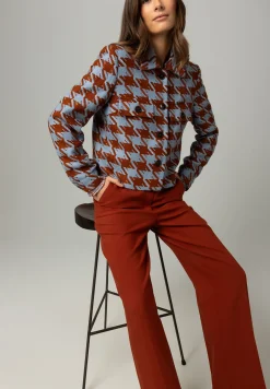 Best Jacke mit Hahnentrittmuster, hellblau/rostbraun, Winter-Kollektion Blazer