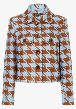 Best Jacke mit Hahnentrittmuster, hellblau/rostbraun, Winter-Kollektion Blazer