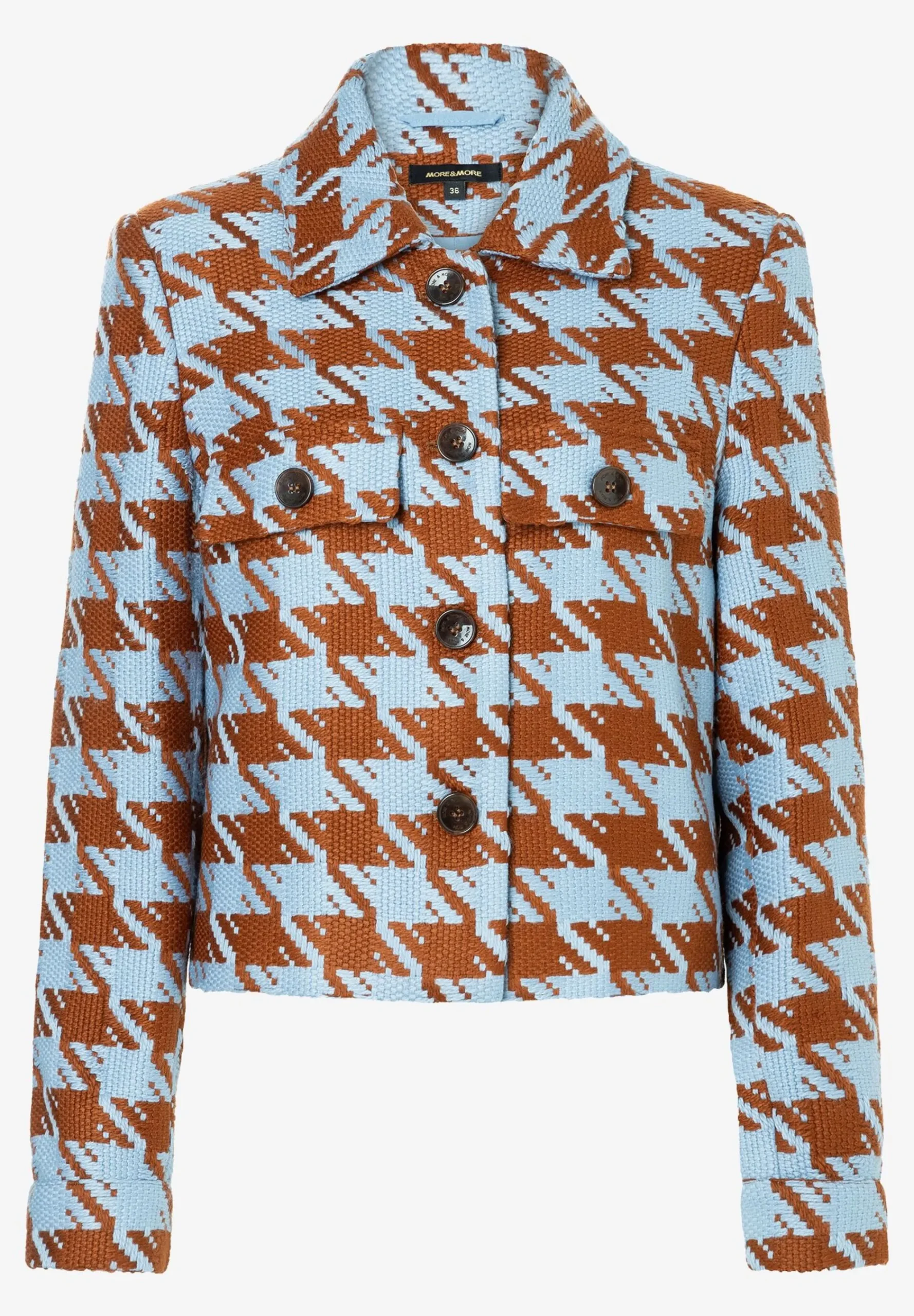 Best Jacke mit Hahnentrittmuster, hellblau/rostbraun, Winter-Kollektion Blazer