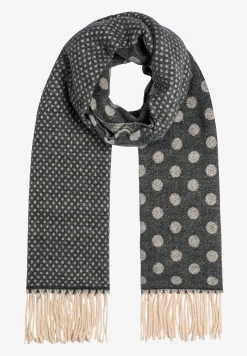 New Jacquard-Schal mit Fransen, schwarz/ecru, Winter-Kollektion Accessoires