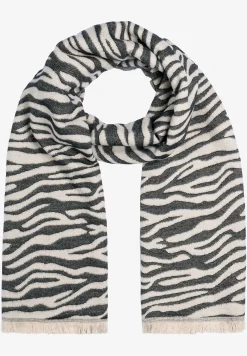 Outlet Jacquard-Schal mit Zebramuster, schwarz/ecru, Winter-Kollektion Accessoires