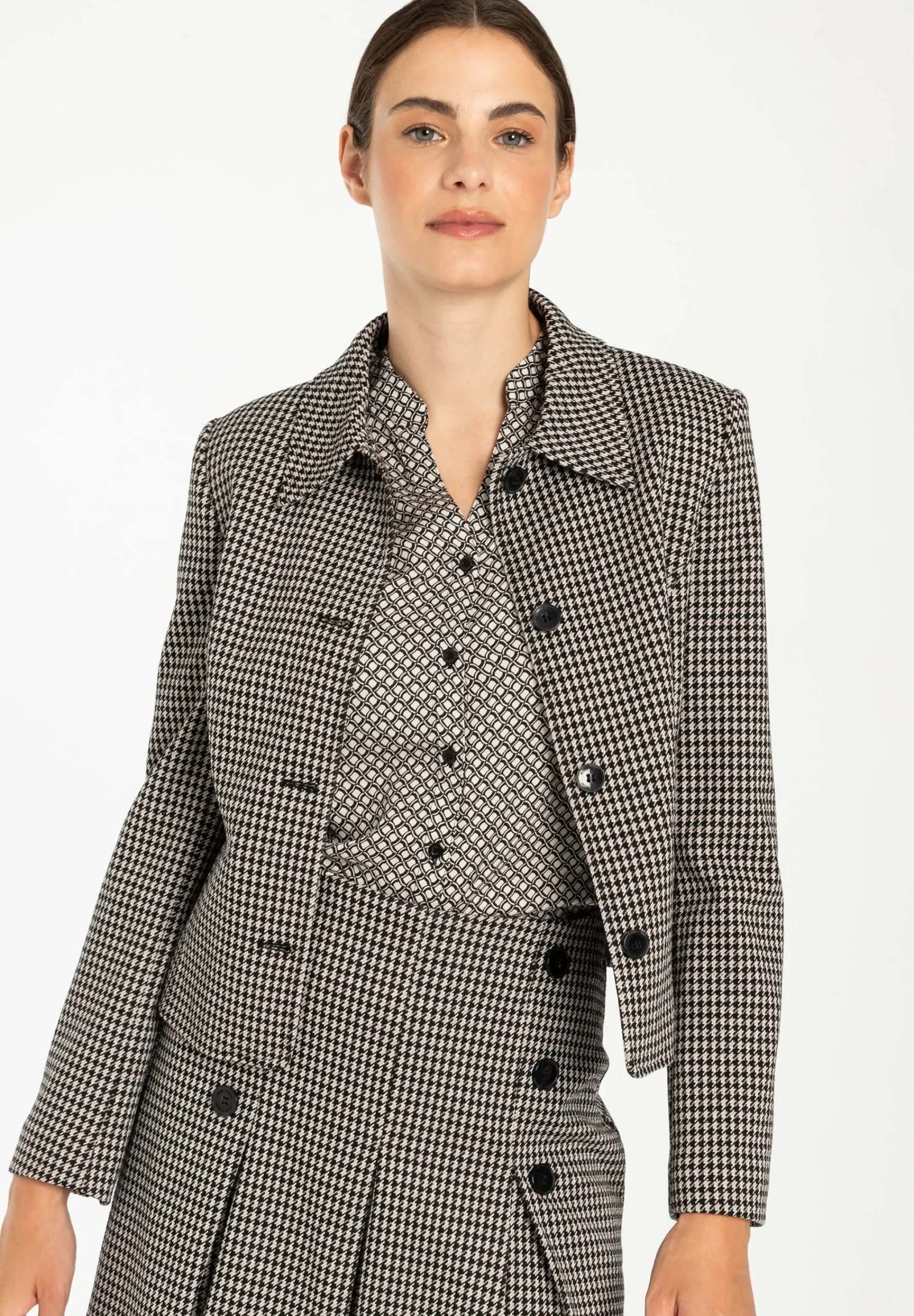 Hot Jerseyjacke, Hahnentritt-Dessin, Herbst-Kollektion Blazer