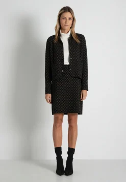 New Jerseyjacke mit Struktur, schwarz/beige, Herbst-Kollektion Blazer|Sweatshirts