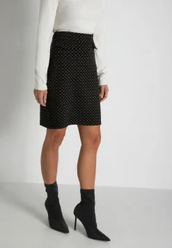 Online Jerseyrock mit Struktur, schwarz/beige, Herbst-Kollektion Röcke