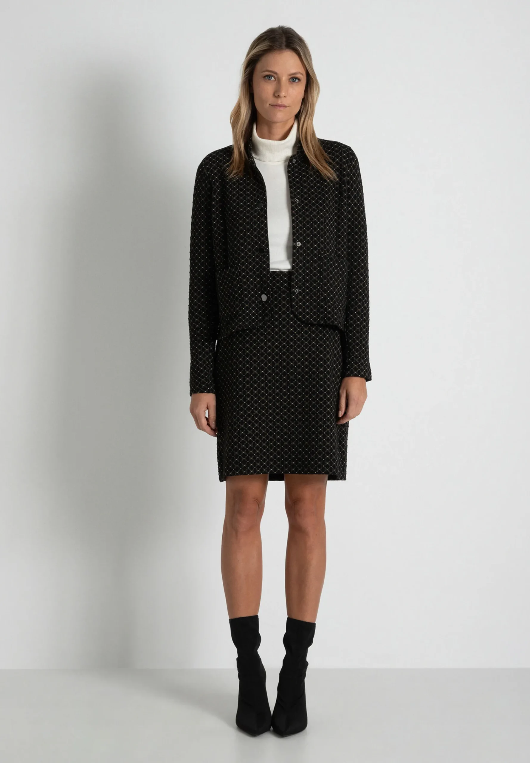 Online Jerseyrock mit Struktur, schwarz/beige, Herbst-Kollektion Röcke