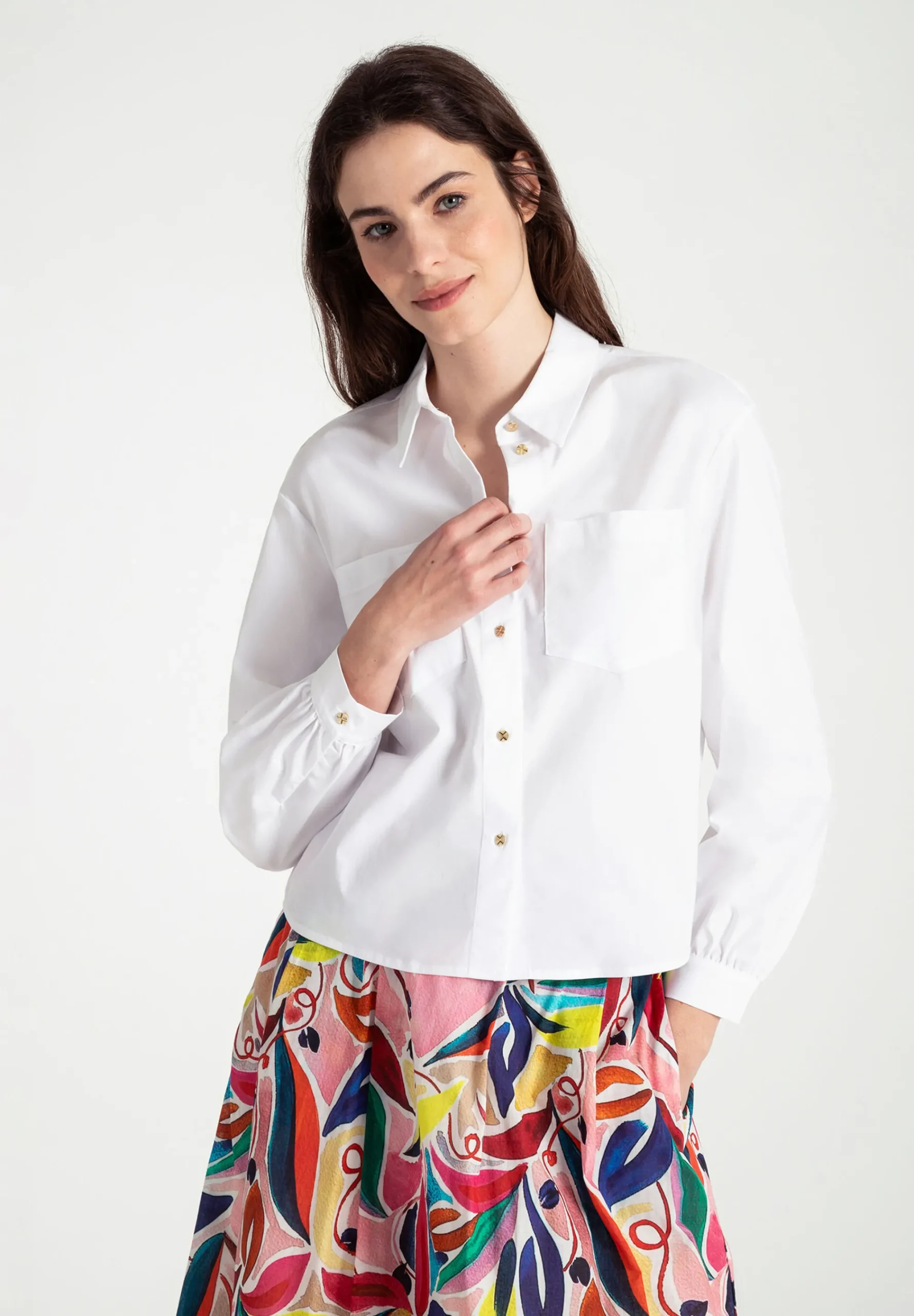 Fashion kastige Blusenjacke, weiß, Frühjahrs-Kollektion Blusen