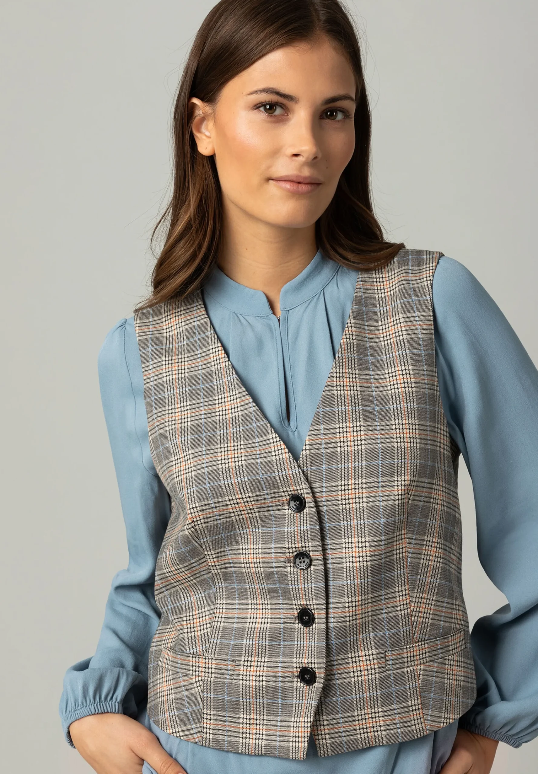 Best kurze Glencheck Weste, Winter-Kollektion Blazer