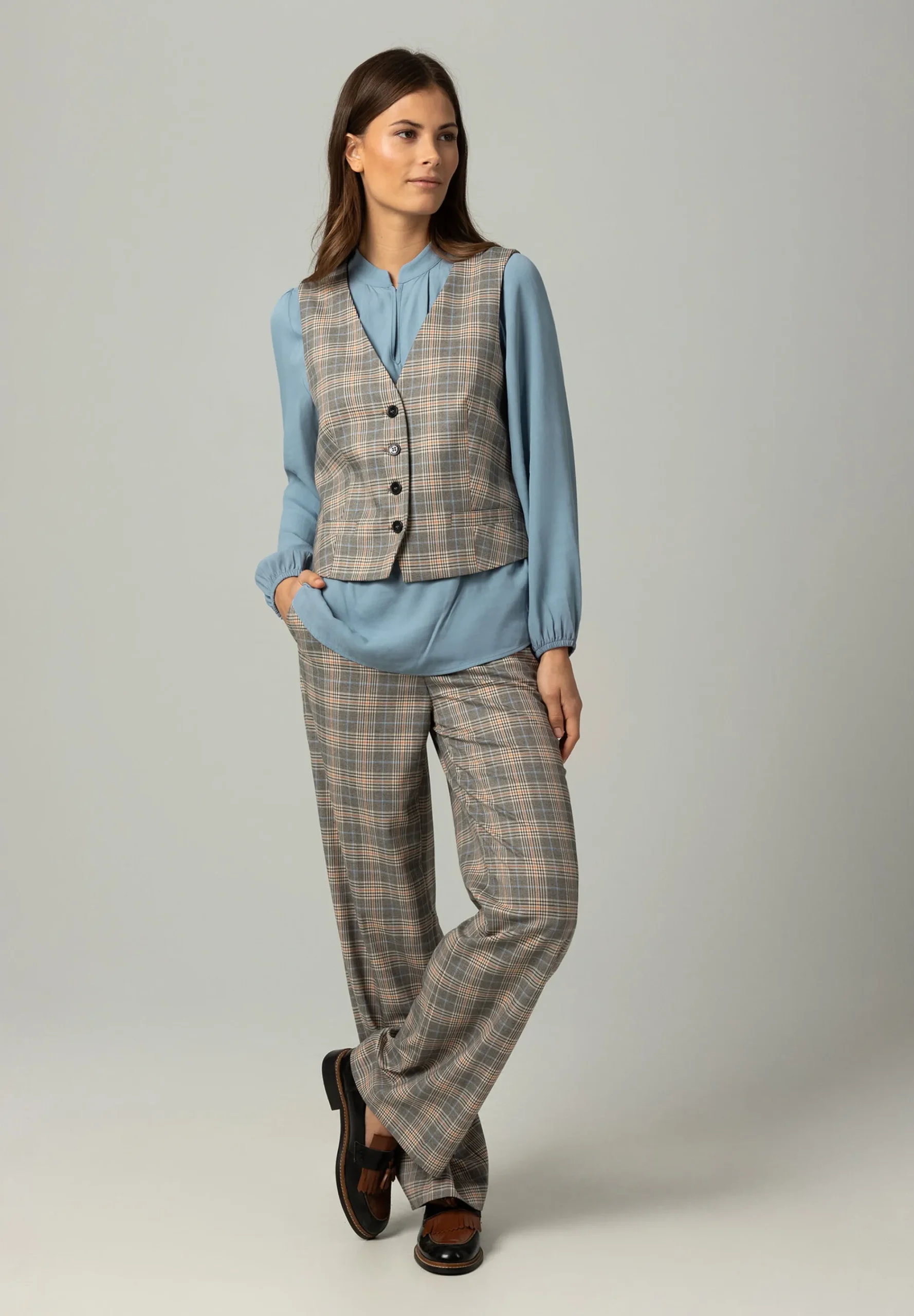 Best kurze Glencheck Weste, Winter-Kollektion Blazer