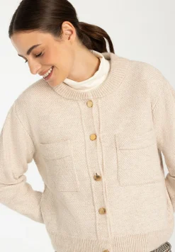 Sale kurzer Strickblouson, almond melange, Herbst-Kollektion Pullover - Strick