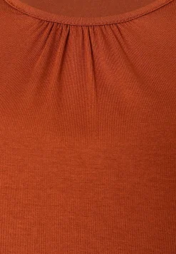 Sale Langarmshirt mit Raffungen, rusty brown, Winter-Kollektion T-shirts - Tops