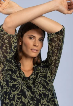 New Meshshirt, Paisleyprint, marine/grün T-shirts - Tops