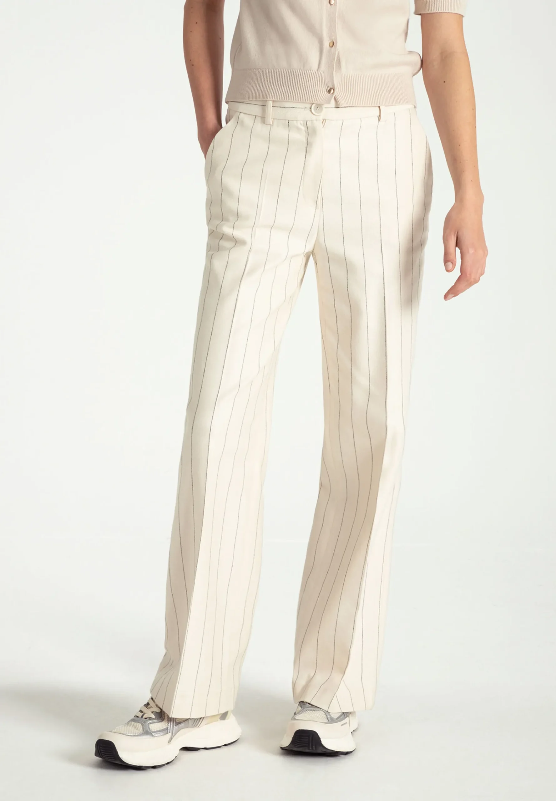 Discount Nadelstreifenhose, ecru/schwarz, Frühjahrs-Kollektion Hosen - Jeans