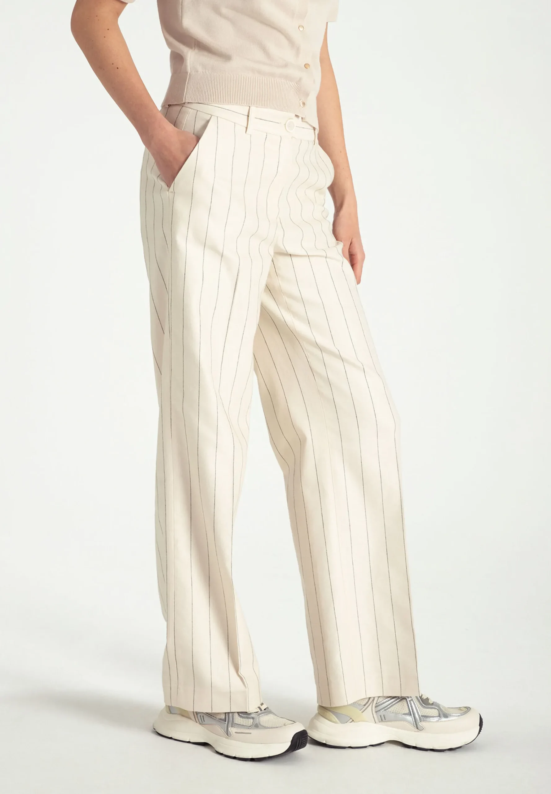 Discount Nadelstreifenhose, ecru/schwarz, Frühjahrs-Kollektion Hosen - Jeans