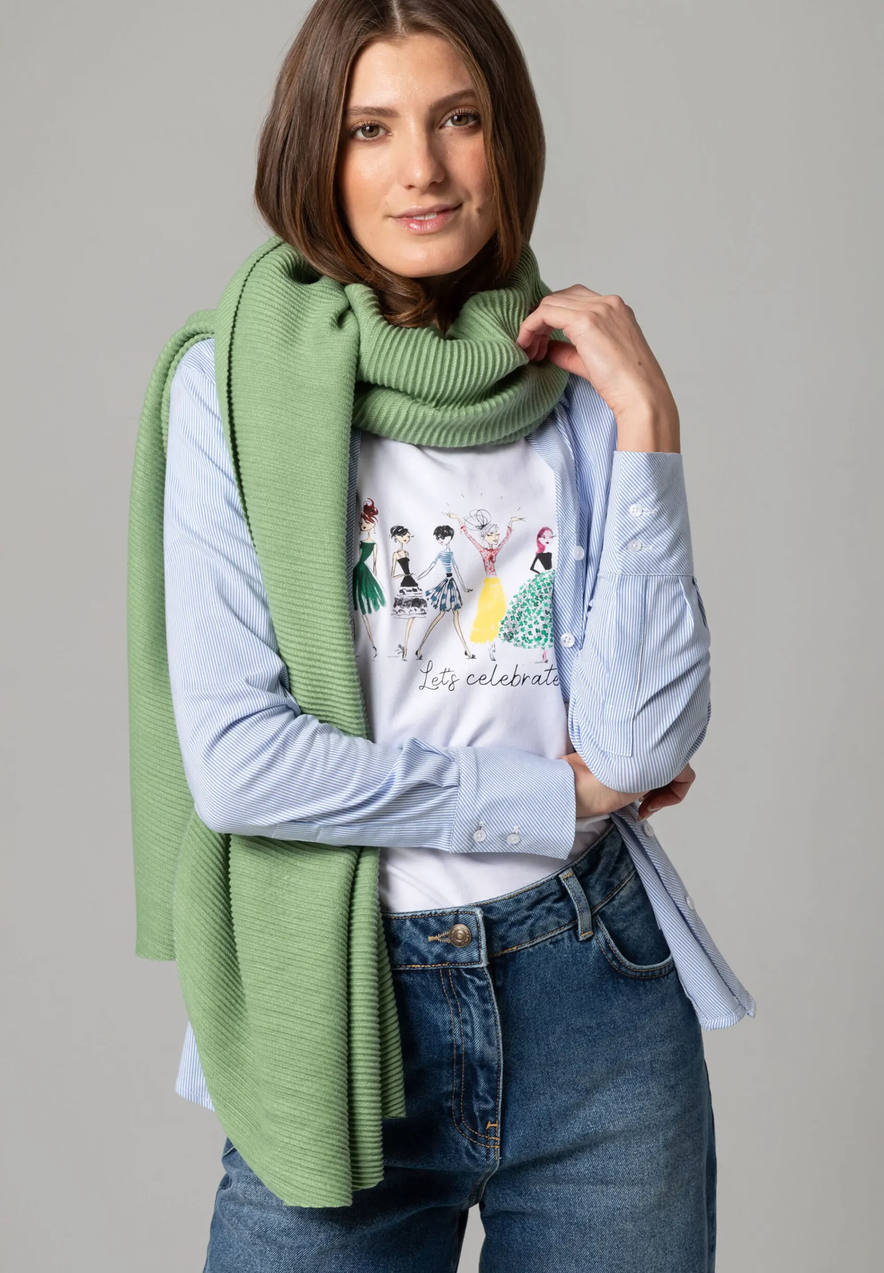 Discount Plissée-Schal, soft warm green, Frühjahrs-Kollektion Accessoires