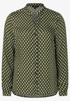 Fashion Printbluse, grün/ecru/marine Blusen