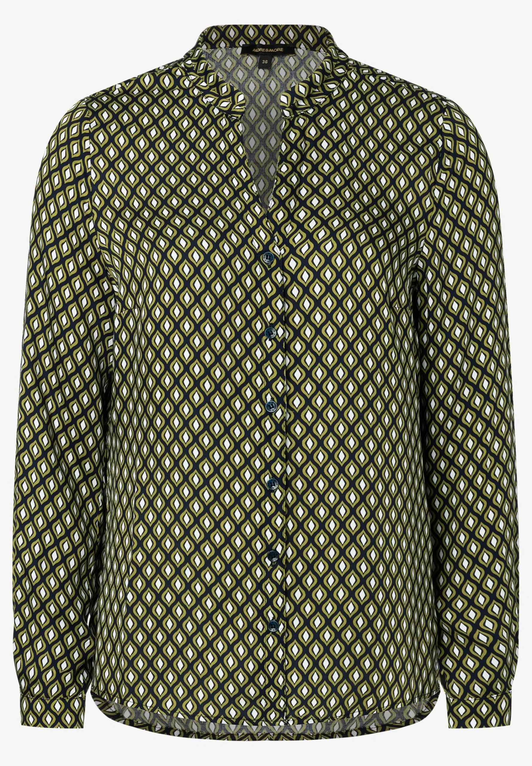 Fashion Printbluse, grün/ecru/marine Blusen