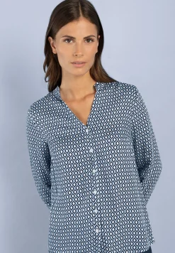 Clearance Printbluse, hellblau/ecru/marine Blusen