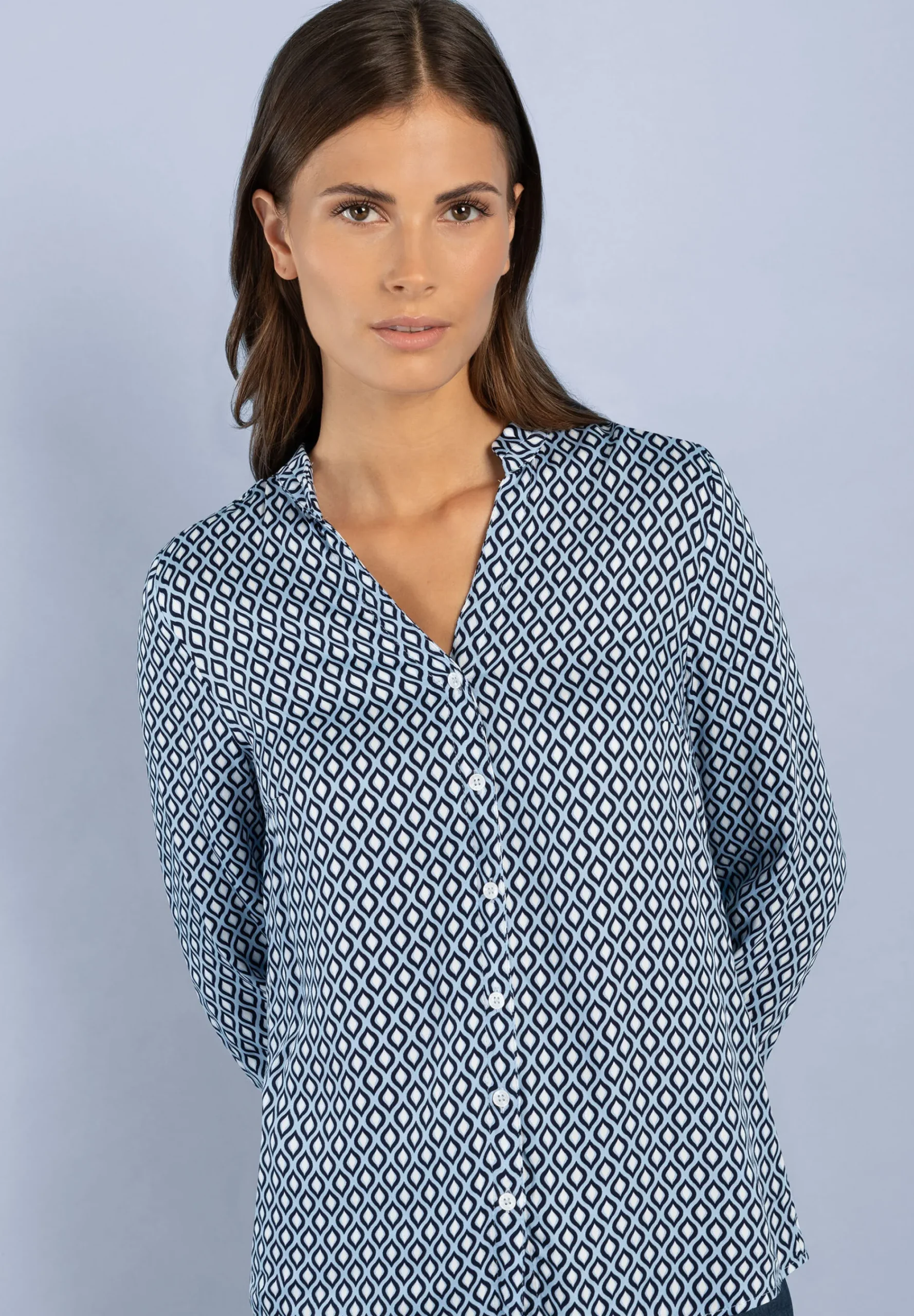 Clearance Printbluse, hellblau/ecru/marine Blusen