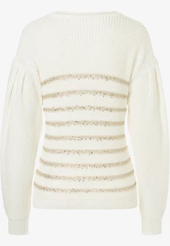 New Pullover mit Paillettenstreifen, , Herbst-Kollektion Pullover - Strick