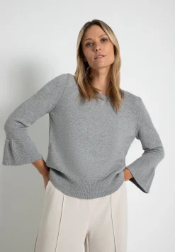 Discount Pullover mit Volantärmel, grau melange, Herbst-Kollektion Pullover - Strick