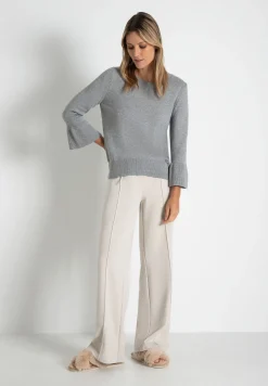 Discount Pullover mit Volantärmel, grau melange, Herbst-Kollektion Pullover - Strick