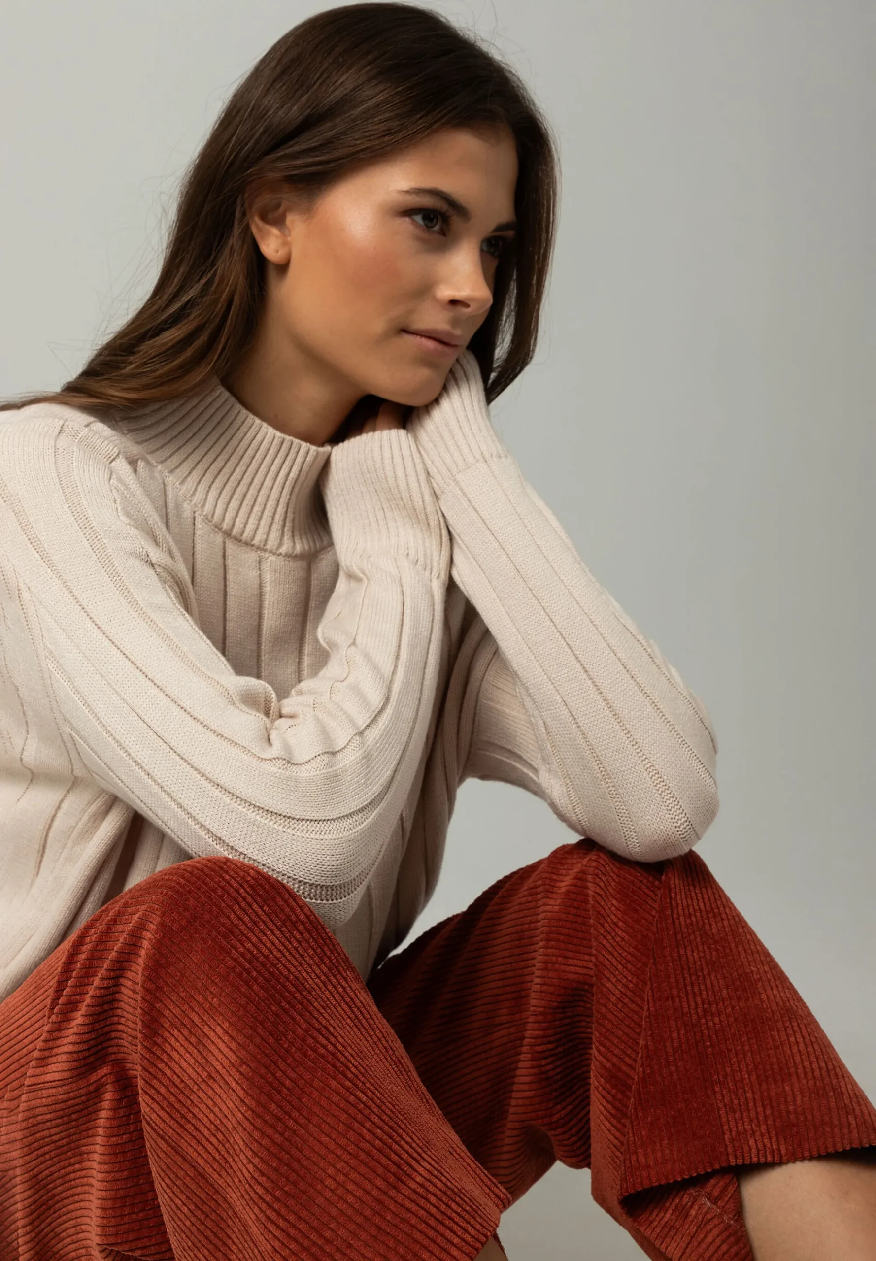 Online Rippen-Pullover, powder creme, Winter-Kollektion Pullover - Strick