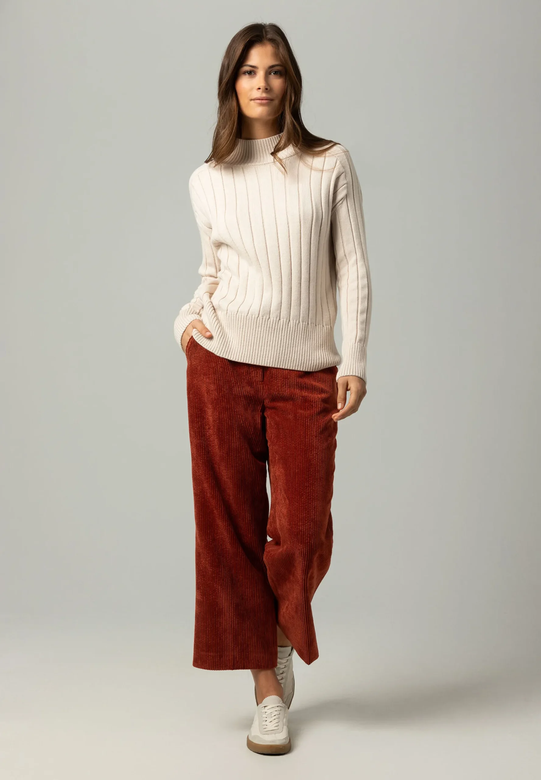 Online Rippen-Pullover, powder creme, Winter-Kollektion Pullover - Strick