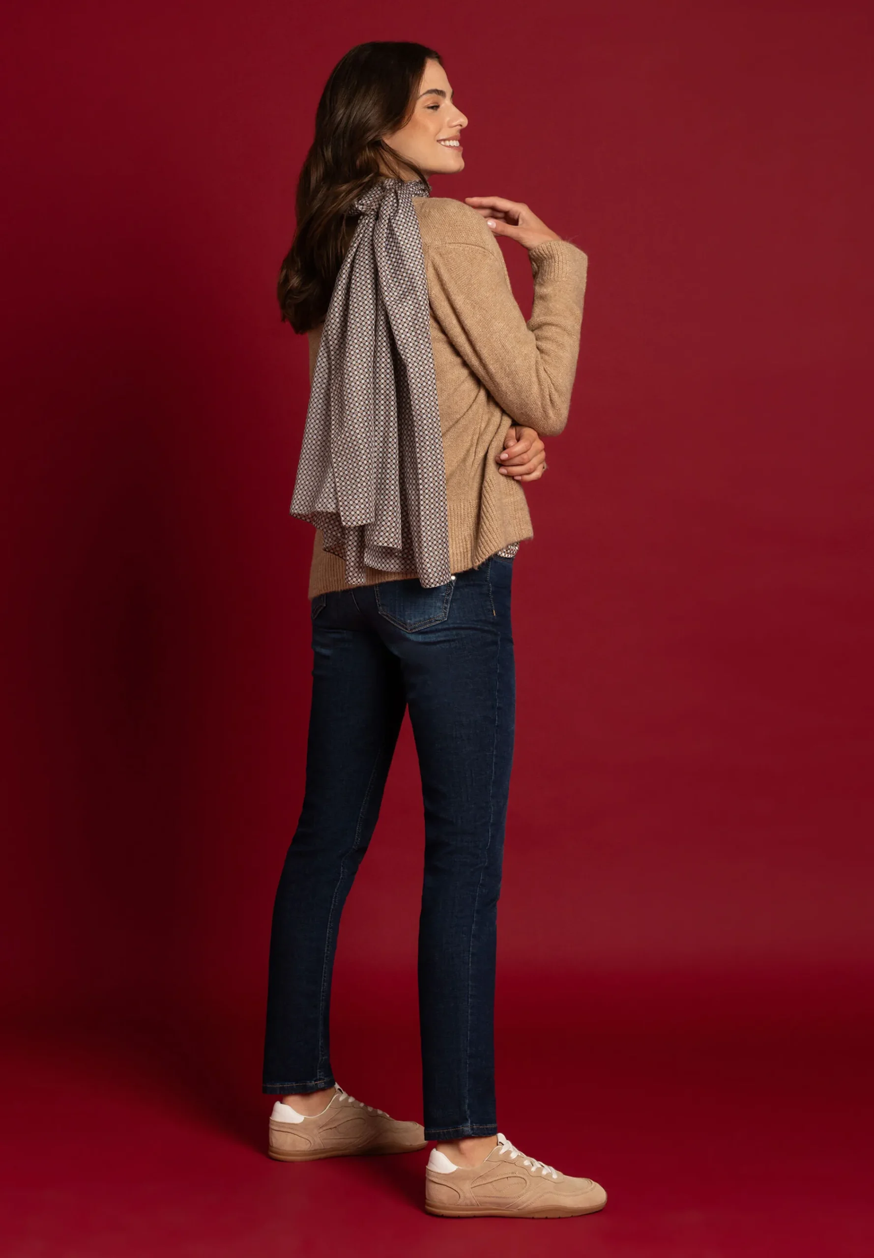 New Schal mit Minimal-Print, beige/schwarz/ecru, Herbst-Kollektion Accessoires