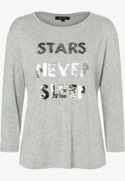 New Shirt mit Pailletten-Schriftzug, melange, Winter-Kollektion T-shirts - Tops