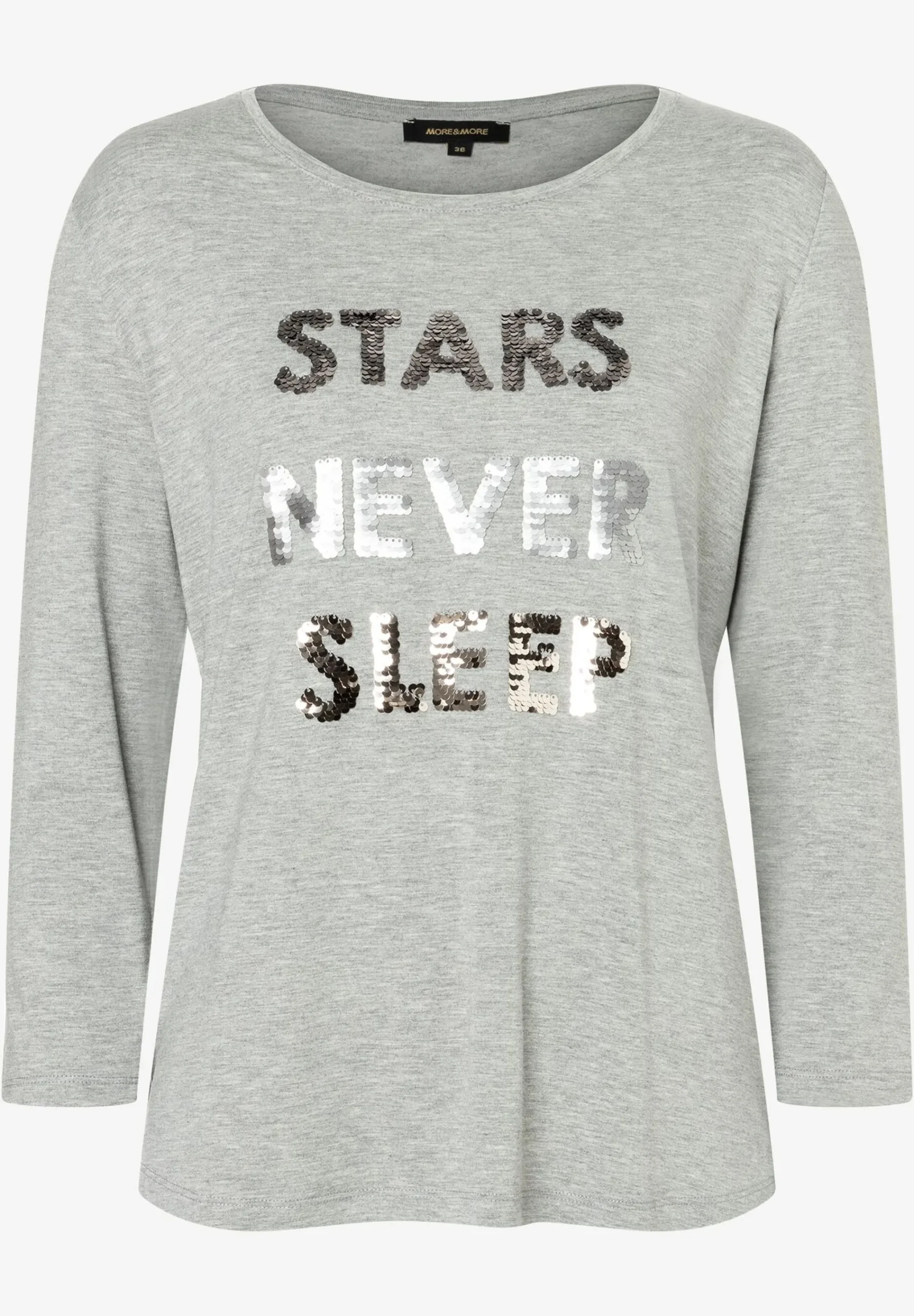 New Shirt mit Pailletten-Schriftzug, melange, Winter-Kollektion T-shirts - Tops