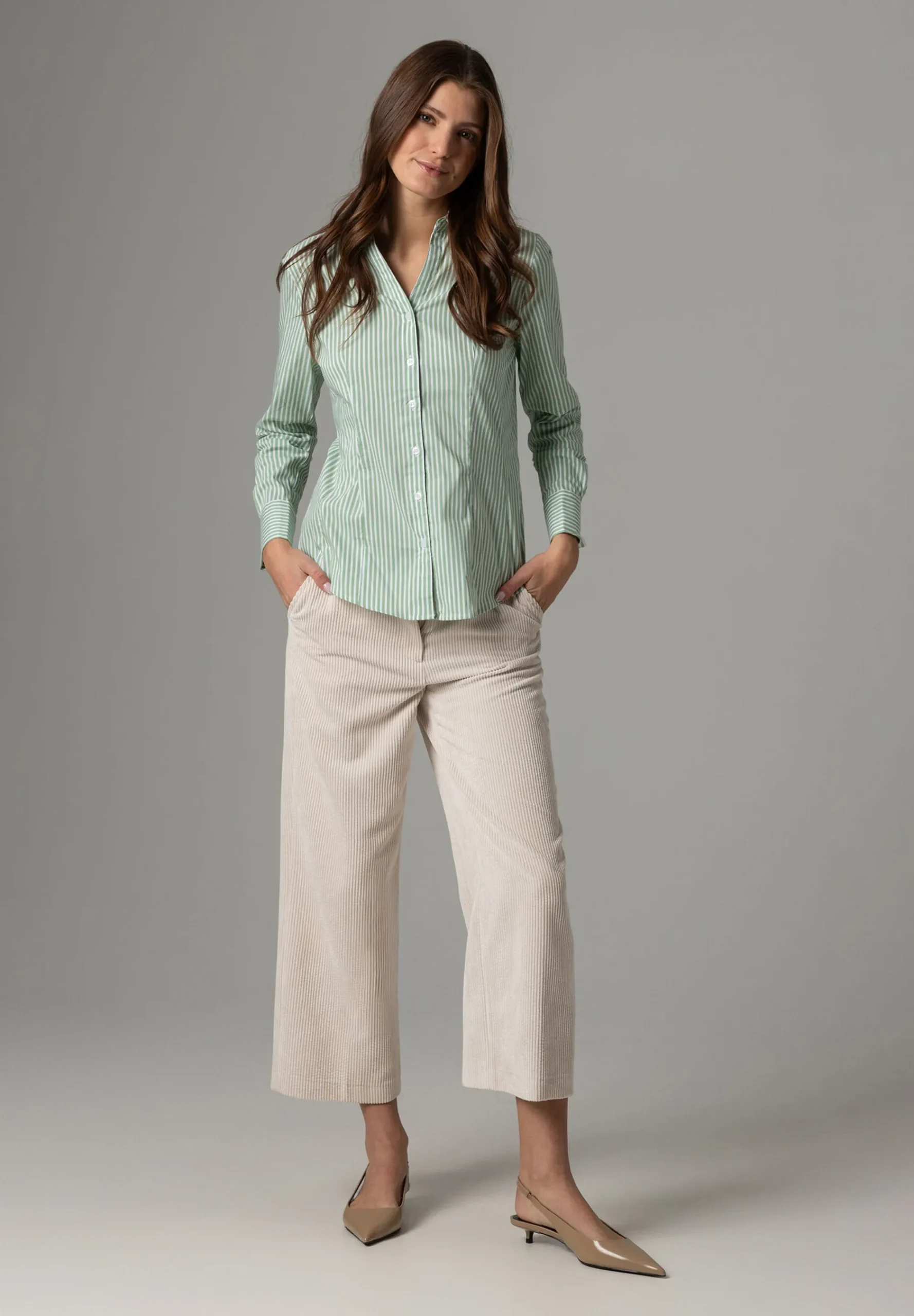 Fashion Streifenbluse, grün/weiß, Frühjahrs-Kollektion Blusen