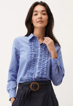 Clearance Streifenbluse mit Rüschen, /weiß, Frühjahrs-Kollektion Blusen