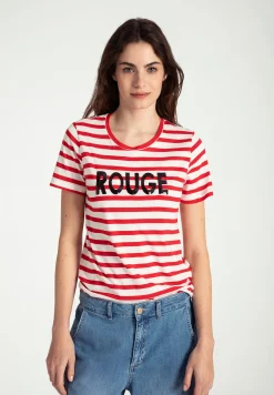 Hot Streifenshirt mit Paillettenschrift, Frühjahrs-Kollektion T-shirts - Tops