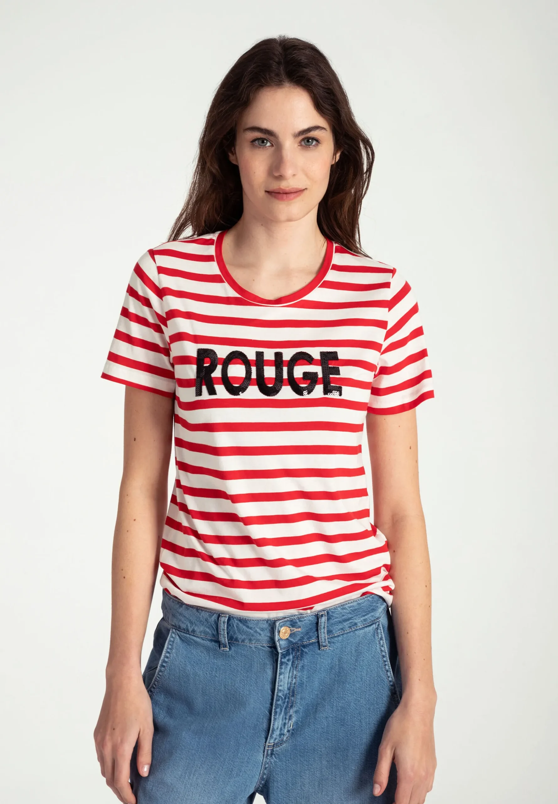 Hot Streifenshirt mit Paillettenschrift, Frühjahrs-Kollektion T-shirts - Tops