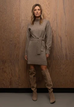 Fashion Strickkleid mit Gürtel, taupe, Herbst-Kollektion Kleider - Jumpsuits