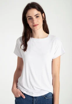 New T-Shirt mit Chiffonkante, weiß, Frühjahrs-Kollektion T-shirts - Tops