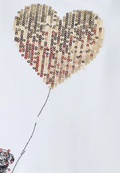 Best T-Shirt mit Pailletten-Herz, weiß, Frühjahrs-Kollektion T-shirts - Tops